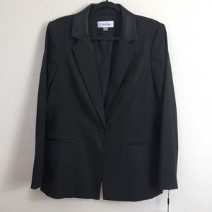 Calvin Klein Faux Leather Collar Blazer Jacket